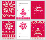 Vector Christmas background. Illustration of Knitted Sweater Greeting card for Design, Website, Background, Banner. Christmas Flyer Template. Holiday Winter gift tags. Scandinavian style.