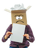 Man with smiling box over his head