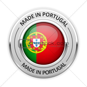 Silver medal Made in Portugal with flag