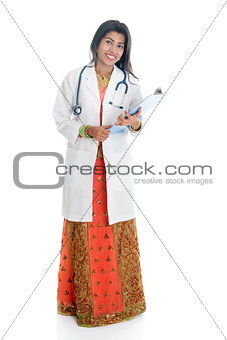 Full body Indian female medical doctor portrait
