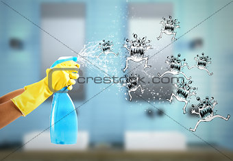 Housewife cleaning spray. 3D Rendering