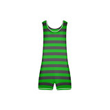 Striped retro swimsuit in green and black design
