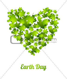 Earth Day ecology green leaves vector background