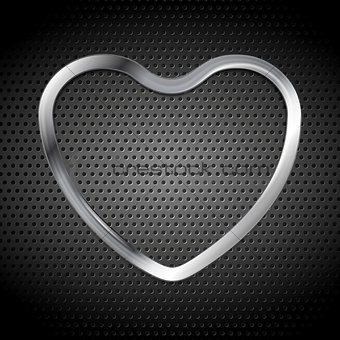 Metallic heart on perforated background