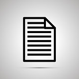 Simple black icon of document with text on light background