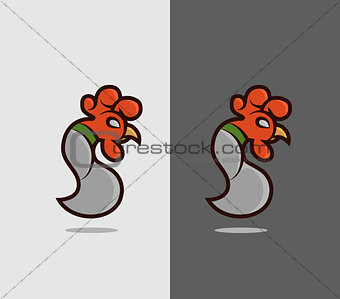 Vector image of an cock design on white background and black , Logo, Symbol, Animals farm