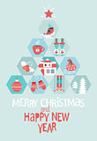 Christmas and New Year Greeting Card.