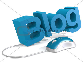 Blog word with blue mouse