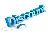 Discount word with blue mouse
