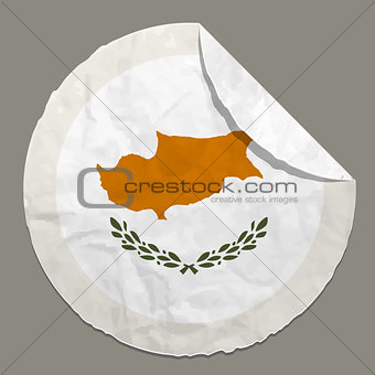 Cyprus flag on a paper label