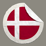 Denmark flag on a paper label