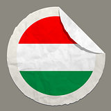 Hungary flag on a paper label