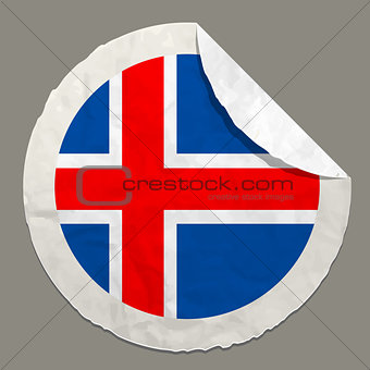 Iceland flag on a paper label
