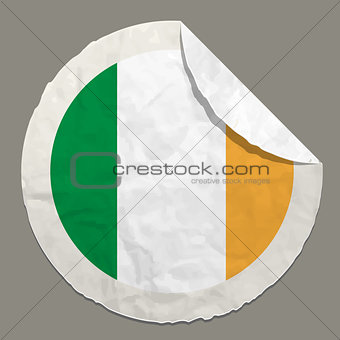 Ireland flag on a paper label
