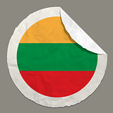 Lithuania flag on a paper label