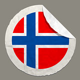Norway flag on a paper label