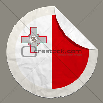 Malta flag on a paper label
