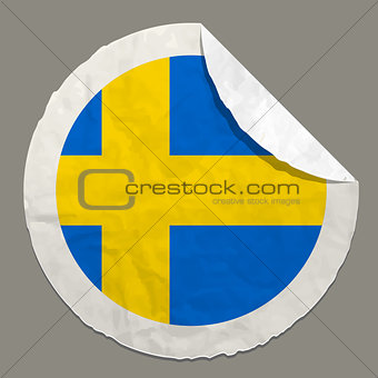 Sweden flag on a paper label