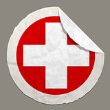 Switzerland flag on a paper label