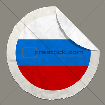 Russia flag on a paper label