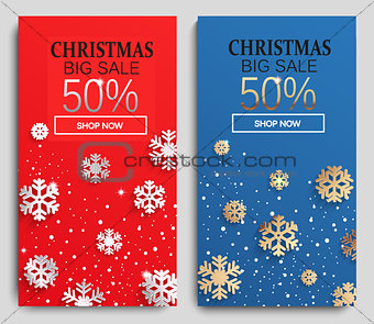 Christmas sale cards. Vector.