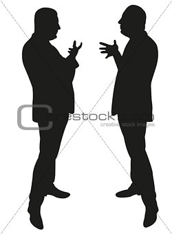 two men standing and talking to each other