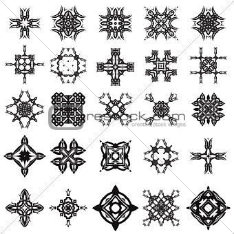 Set of Different Tribal Rosettes Tattoo