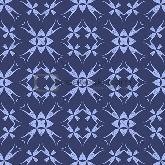 Blue Ornamental Seamless Line Pattern