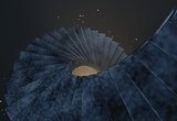 Spiral stair in space to the light blue 3d illustration