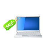 Icon of the laptop and sale tag.