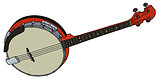 Red four strings banjo