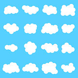 Cloud vector icon set white color on blue background.