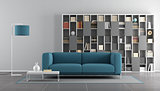 Blue and gray modern living room