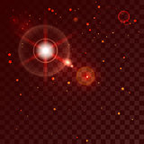 Red flash glitter and spark stars on transparent background