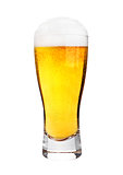 Glass of beer with frost isolated