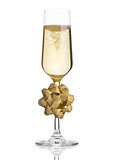 Glass of champagne with christmas decoration gift