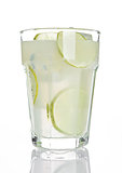 Glass of healthy lemon lemonade juice with ice