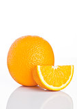 Healthy organic orange with slice on white