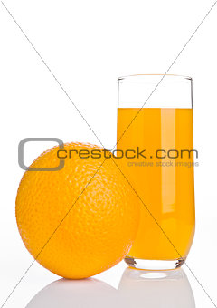 Glass of healthy orange juice with fruit 