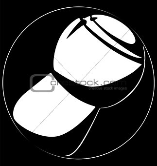 silhouette champagne cork circle logo black background