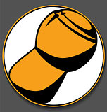 champagne cork white circle logo on a gray background
