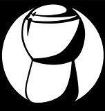 champagne cork white circle logo on a black background