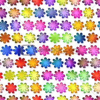 Seamless colorful flowers texture, Isolation on a white background
