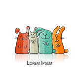 Funny rabbits family for your design