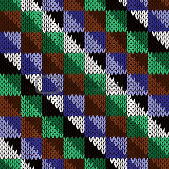 Seamless knitted diagonal geometric pattern