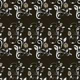 Retro seamless pattern branches roses.
