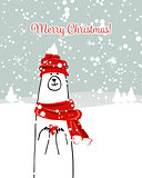 Christmas card with white santa bear