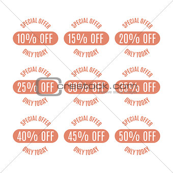 Set of discount labels, vector illustration.