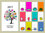 Funny hedgehogs, calendar 2017 design
