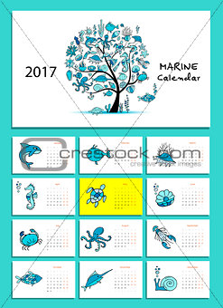 Marine tree. Design calendar 2017